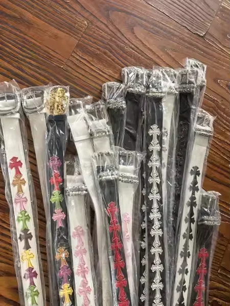Wholesale Men's Retro Fashion Belt Personalized Colorful Youth Style Ancient Cross Classic Star Alloy Buckle Leather Belt