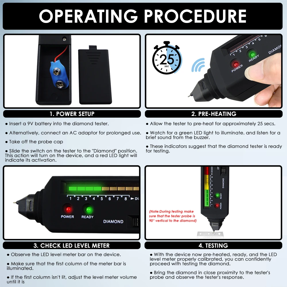 Tester Diamanti Con Luce UV JEM-II - Selettore Professionale Per Gioiellieri, Broker Pegni, Identificazione Diamanti Autentici