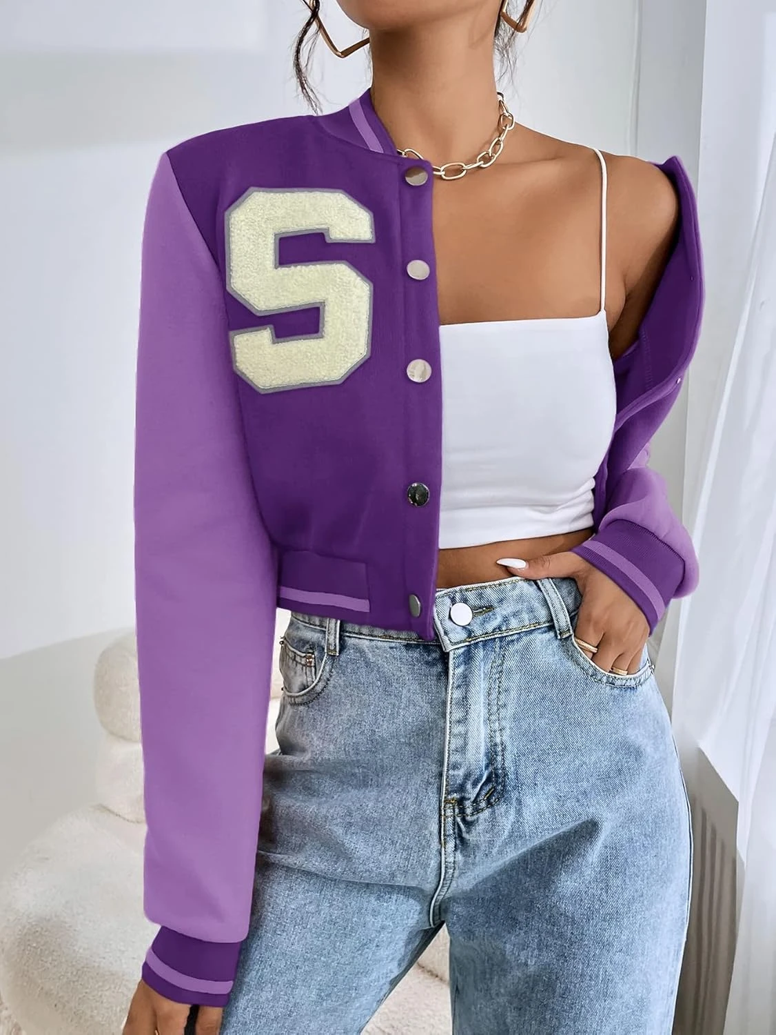 Luxury Cropped Varsity Jackets Women Varsity Jacket Custom - Main Image