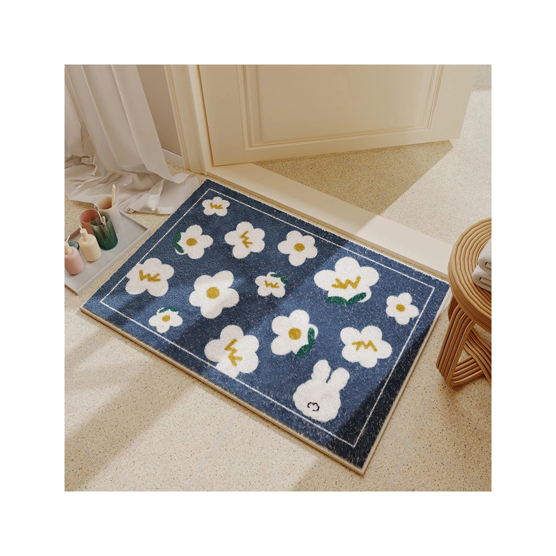 Manufacturer Custom Anti-Slip PVC Bath Mats Dust Proof and Waterproof Shower Bathroom Mat Made of Durable Polyester