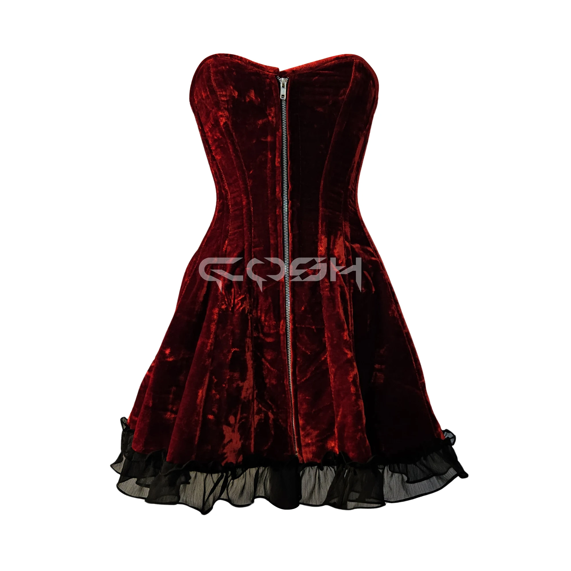 Sexy Women Velvet Corset Dress With Sweetheart Neckline And Pleated Hem For Club Wear