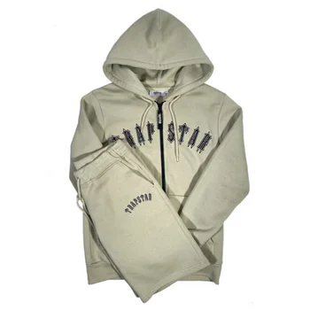 Custom Trapstar Olive Short Set Chenille Embroidery Hooded Tracksuit ...