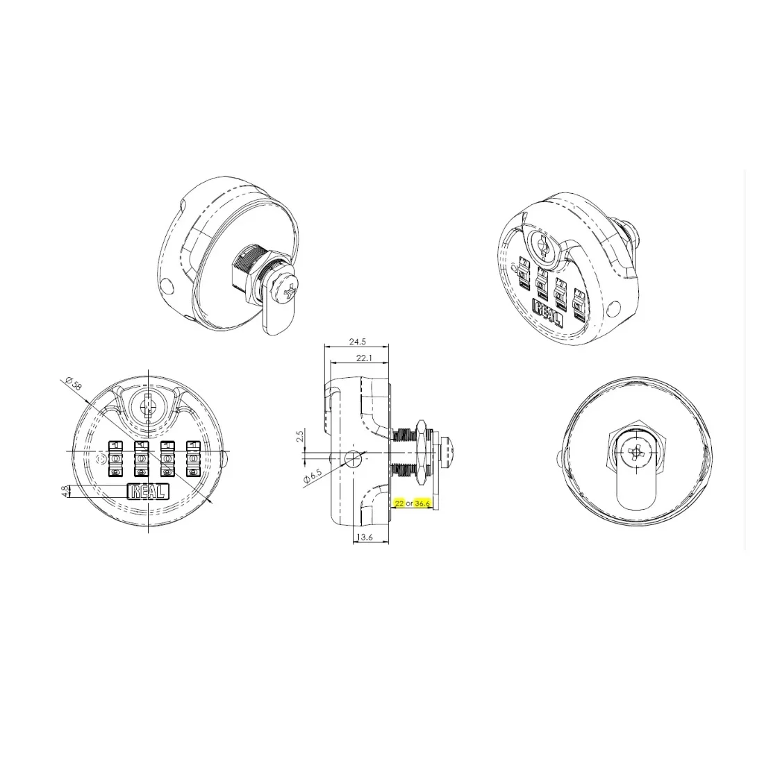 REAL RL-10347 Security Lock - Keyless Digital Combination