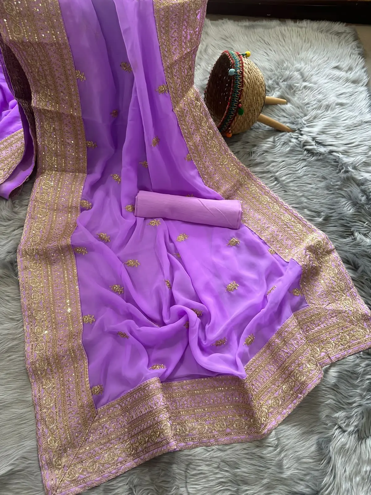 Embroidered Silk Saree Indian Traditional Party Wedding Wear