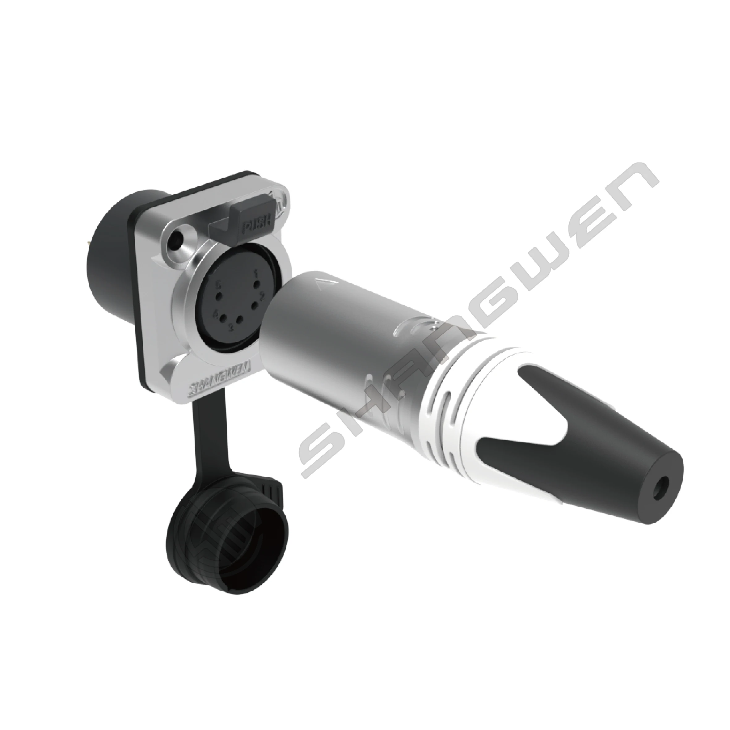 Outdoor Audio Waterproof 5-Pin XLR Female Jack Socket Connector Panel Mount with Sealed Rubber Jacket for Power Applications