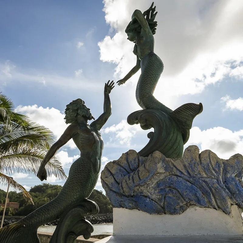 地球の屋外ガーデン等身大ブロンズ人魚シレナマグダレナ人魚像