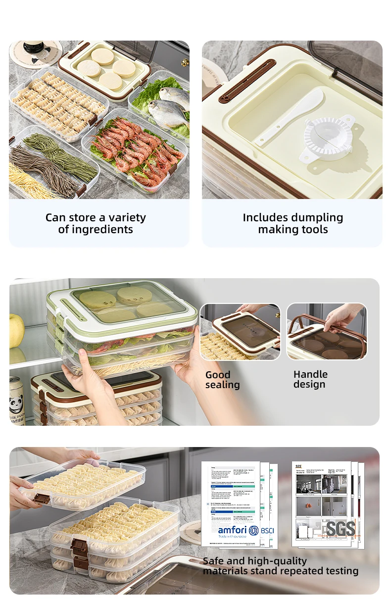 product wanuo 4 layer portable food storage container dumplings flour food storage box bread storage box-2