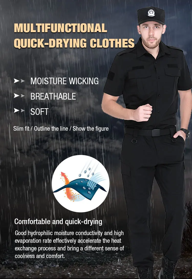 Hot Black Security Guard Wear Uniforms With Jackets And Pants Man ...