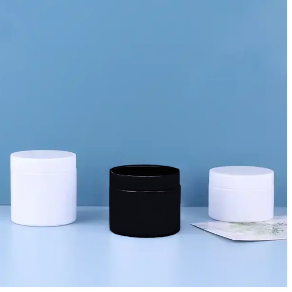 80ml 200ml 250ml 350ml Cosmetic Packaging White Container and White Lids Plastic Cream Pet Jar in Plastic Vietn
