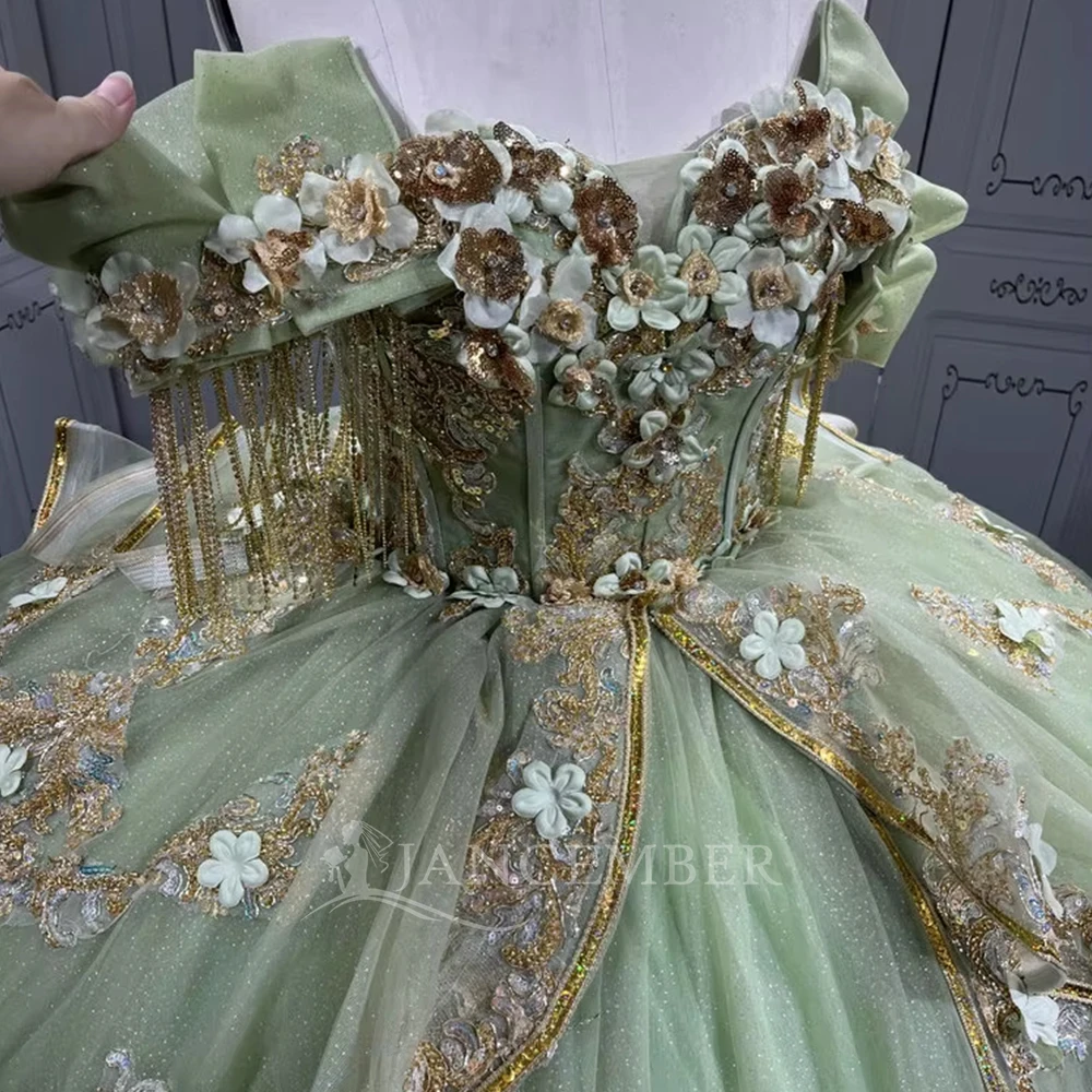 mint green with gold quinceanera dresses Mint Green Lace Beaded Sweetheart Ball Gowns Quinceanera Dresses main image 1