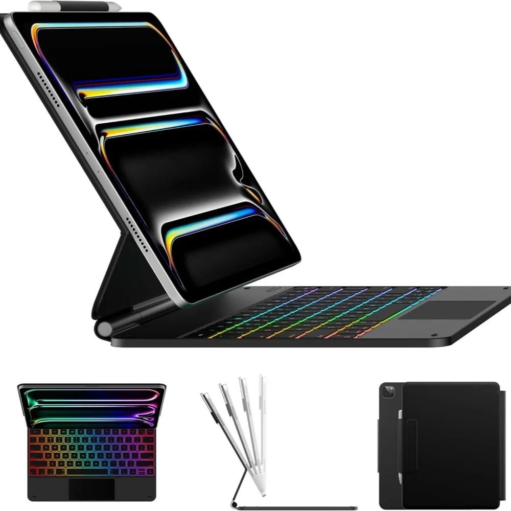 product magic keyboard case for ipad pro 13 inch m4 2024 11 inch backlit colors pen holder multi touch trackpad magnetic stand laudtec-2