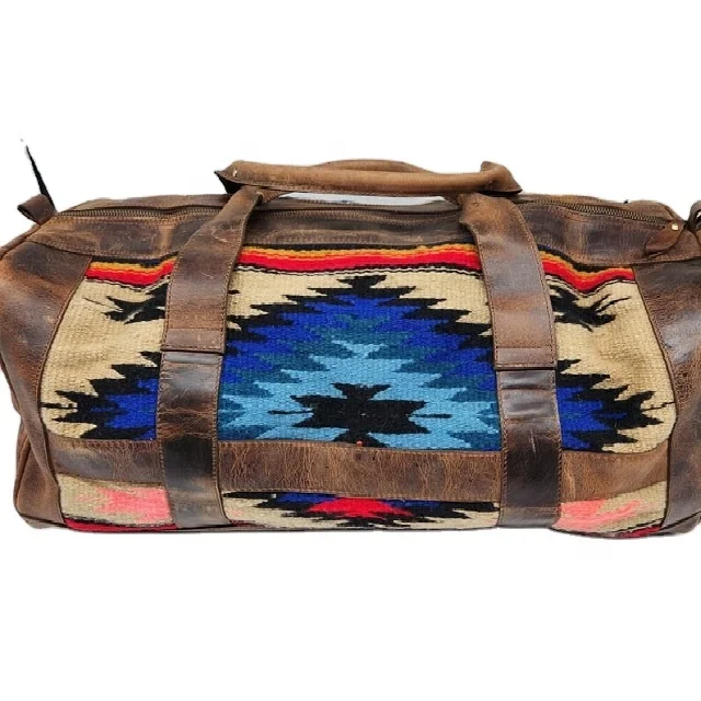 Cow Hide Leather Saddle Blanket Bag Duffel Bag Travel Bag Western Mens