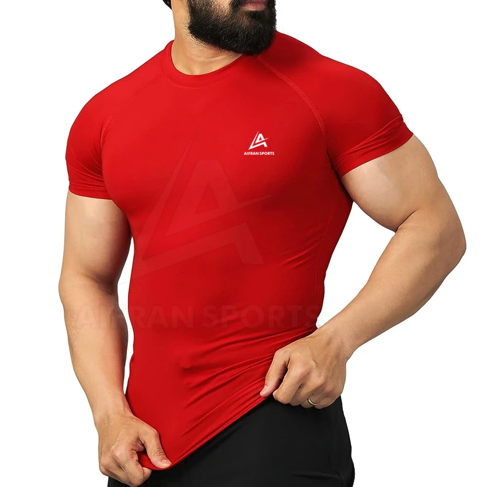 Custom Design Gym Running Compression Shirts For Men Short Sleeve Men