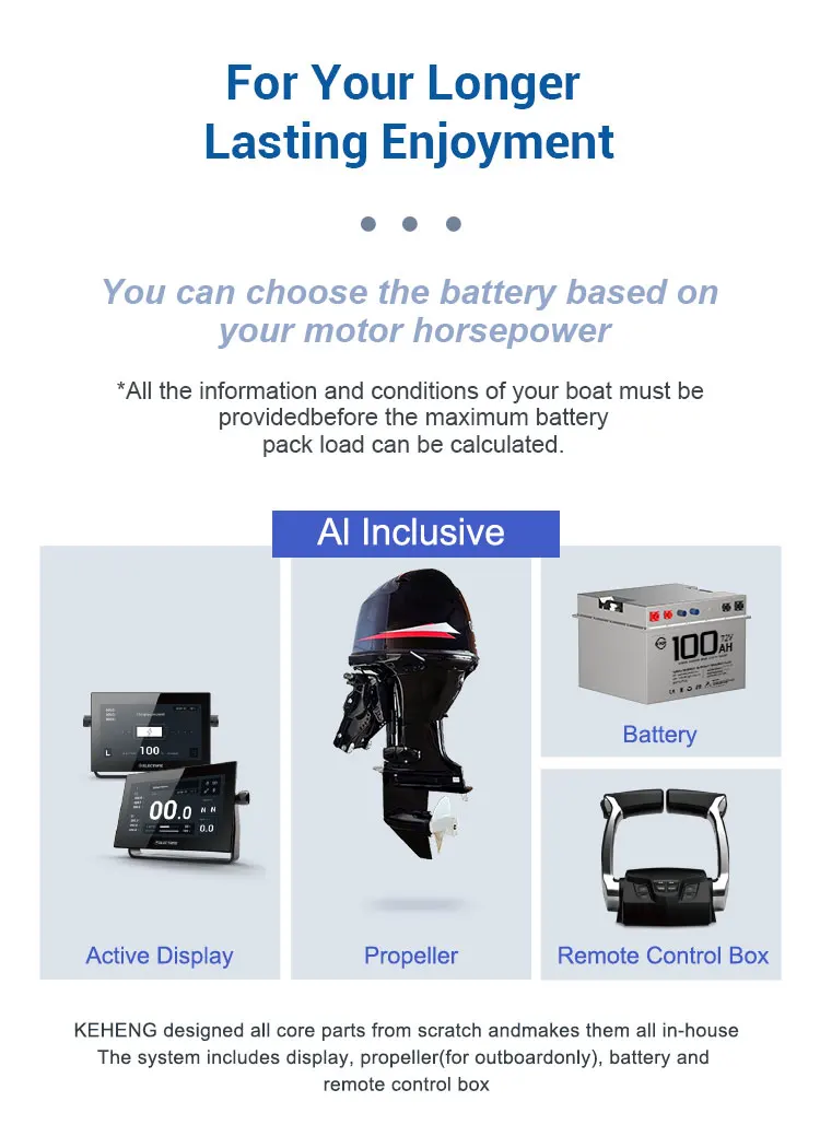 Keheng Electric Outboard Motor 8hp Battery Powered Electric Boat Marine