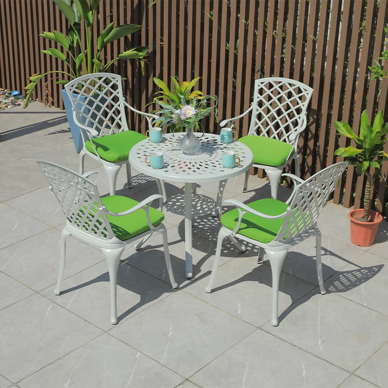 Outdoor Garden Dining Table And Chair Set Cast Aluminum Outdoor Cast