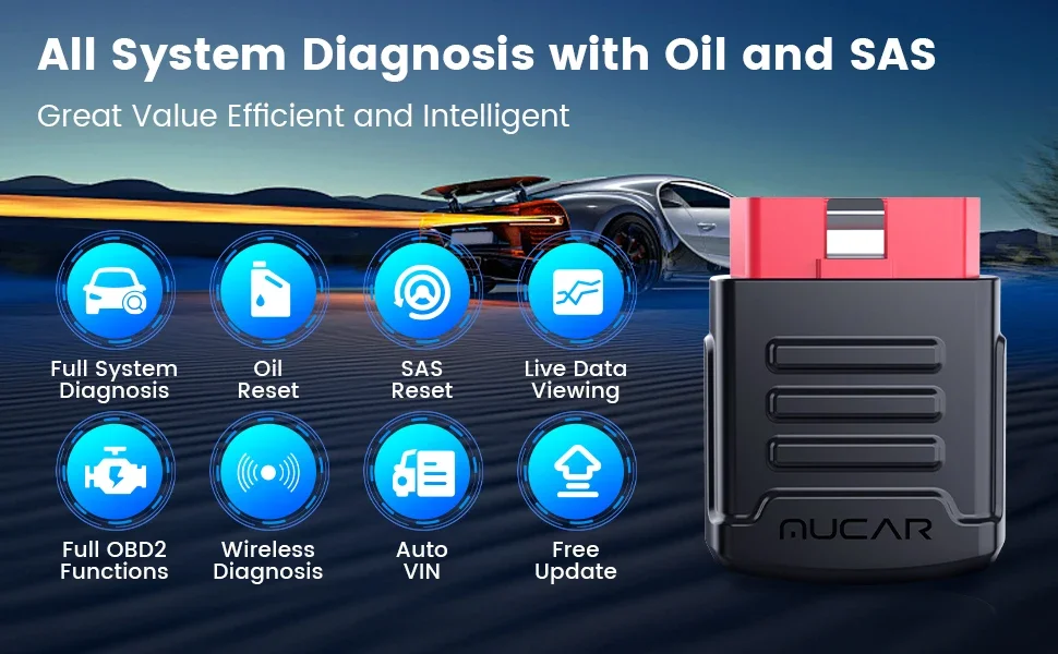 MUCAR BT200 OBD2 Scanner for Car Full System Diagnostic Free Lifetime Update OIL SAS Obd2 Car Code Reader Diagnostic Tools