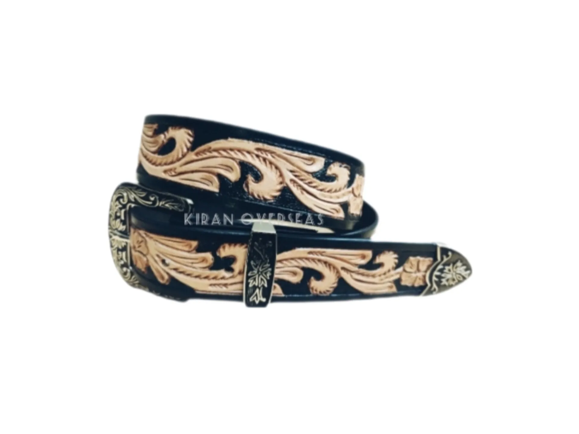 High Quality Western Leather Belt Handmade Tooling And Carving Full