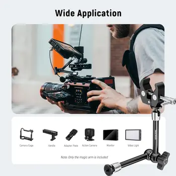 NEEWER 9.8"/25cm Adjustable Magic Arm with Super Clamp, 1/4" & 3/8" Threads, 1/4" Screws for Flash/LED Light/Microphone/Monitor detail image