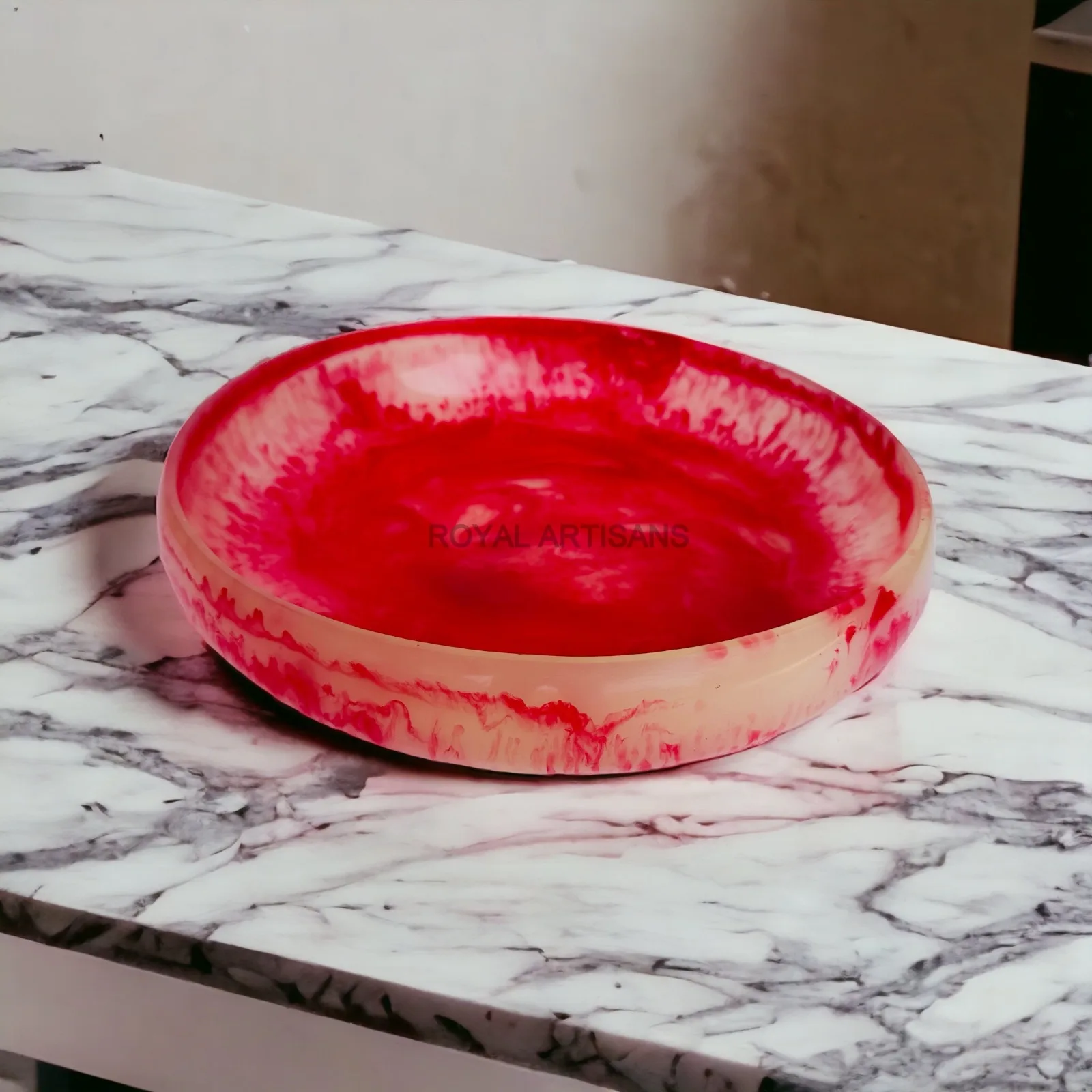 Indian Handmade Custom Color Resin Tray Disposable Breakfast Tray Dishes Plates for Home Kitchen Restaurants Weddings Decor