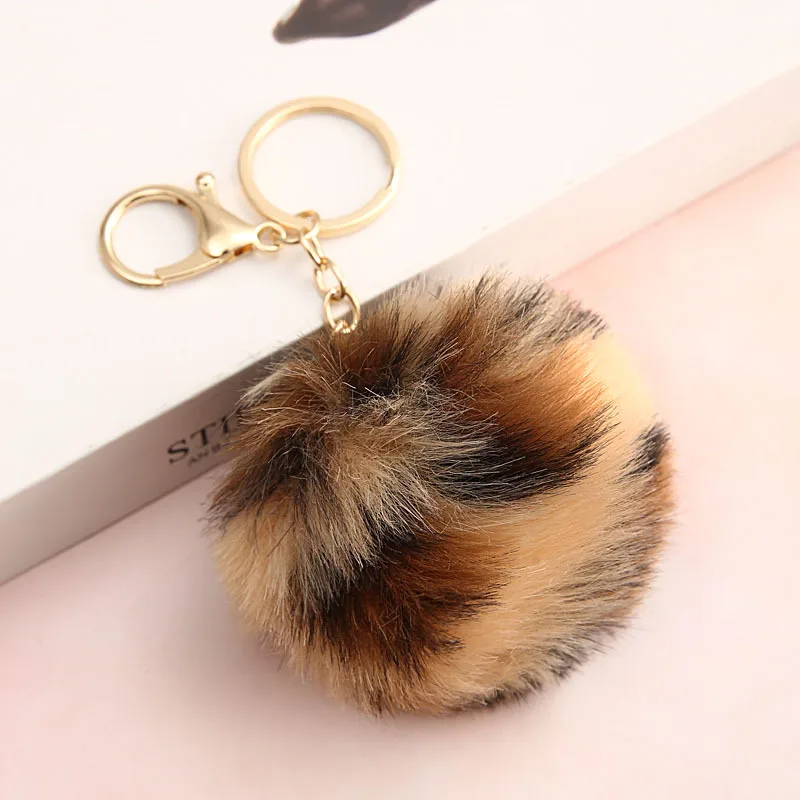 Furry Puff Ball Faux Rabbit Fur Ball Pom Pom Keychain For Women And