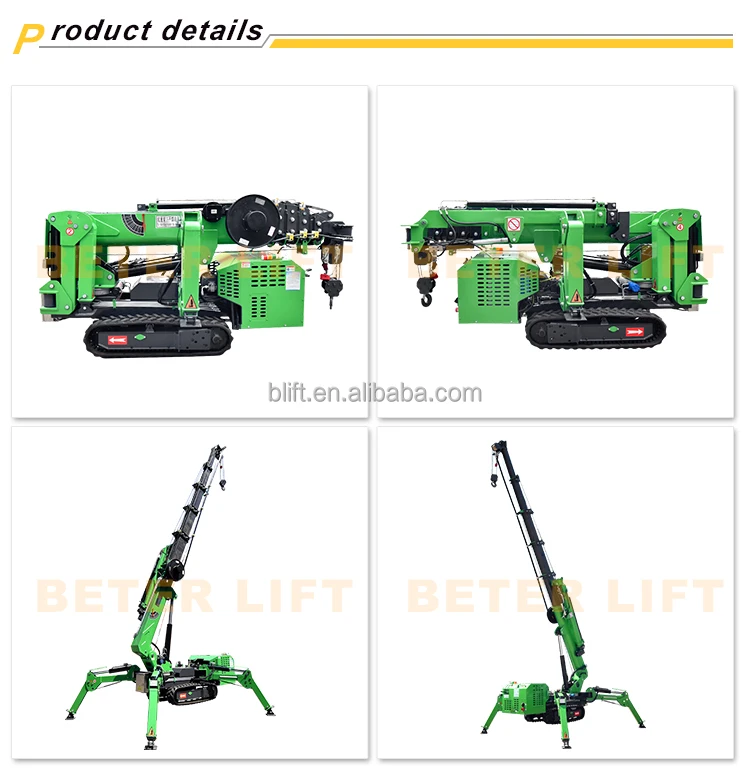 8M to 24M Outdoor All Terrains Crawler Lifting Crane 3T Jib Spider Crane Price