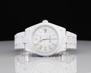 Custom High Iced GRA Certified Moissanite Full White Diamond Automatic Fashion Business Bust Hip Hop Belt Luxury Unisex Watch