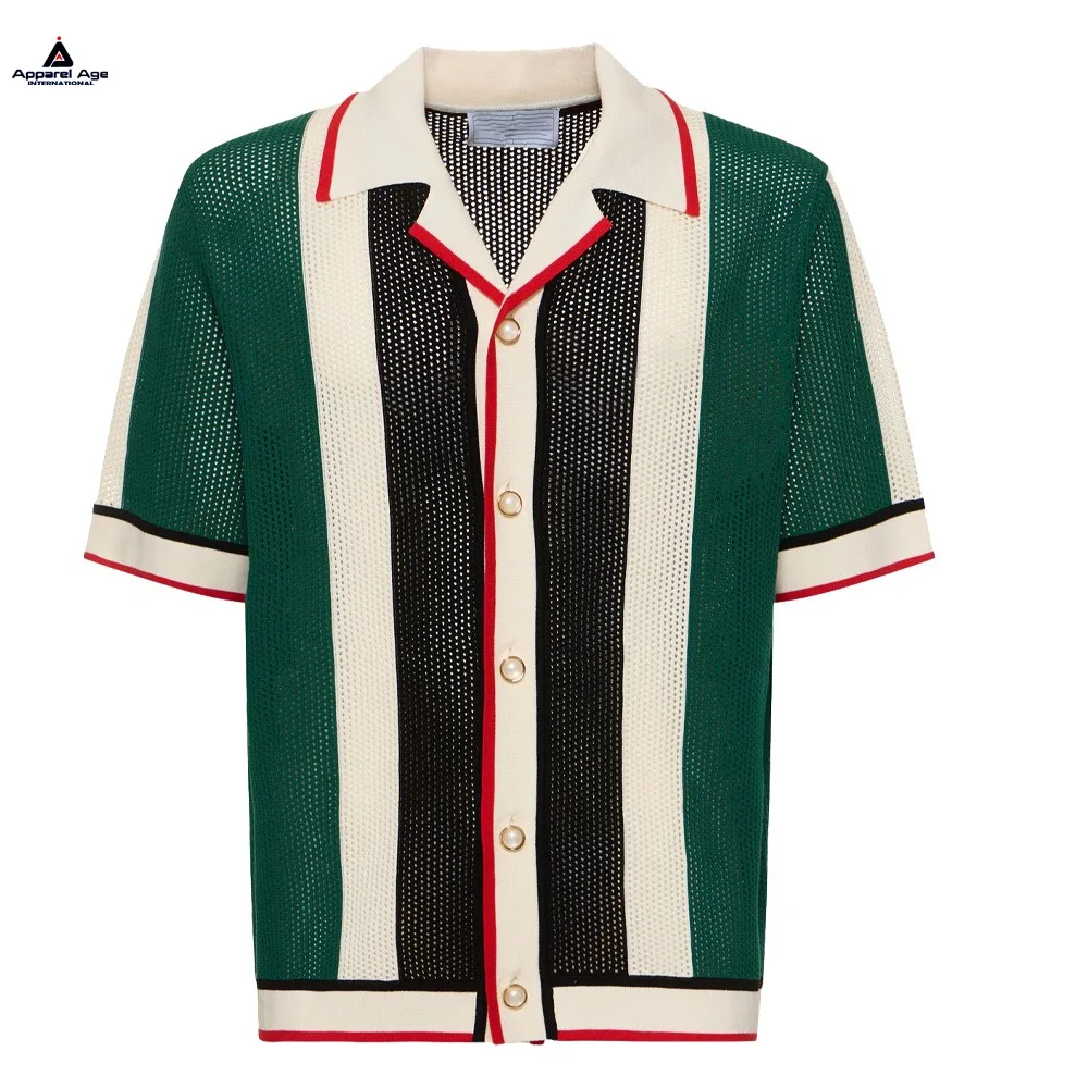 Hot New Product Fashion Mens Designer Knitted Crochet Golf Polo Men T Shirt  Fitted Crochet Sweater Polo T-shirt for Men