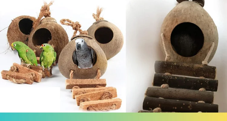 Natural Coconut Shell Bird Nesting House / Cheap Parrot Bird House Made ...