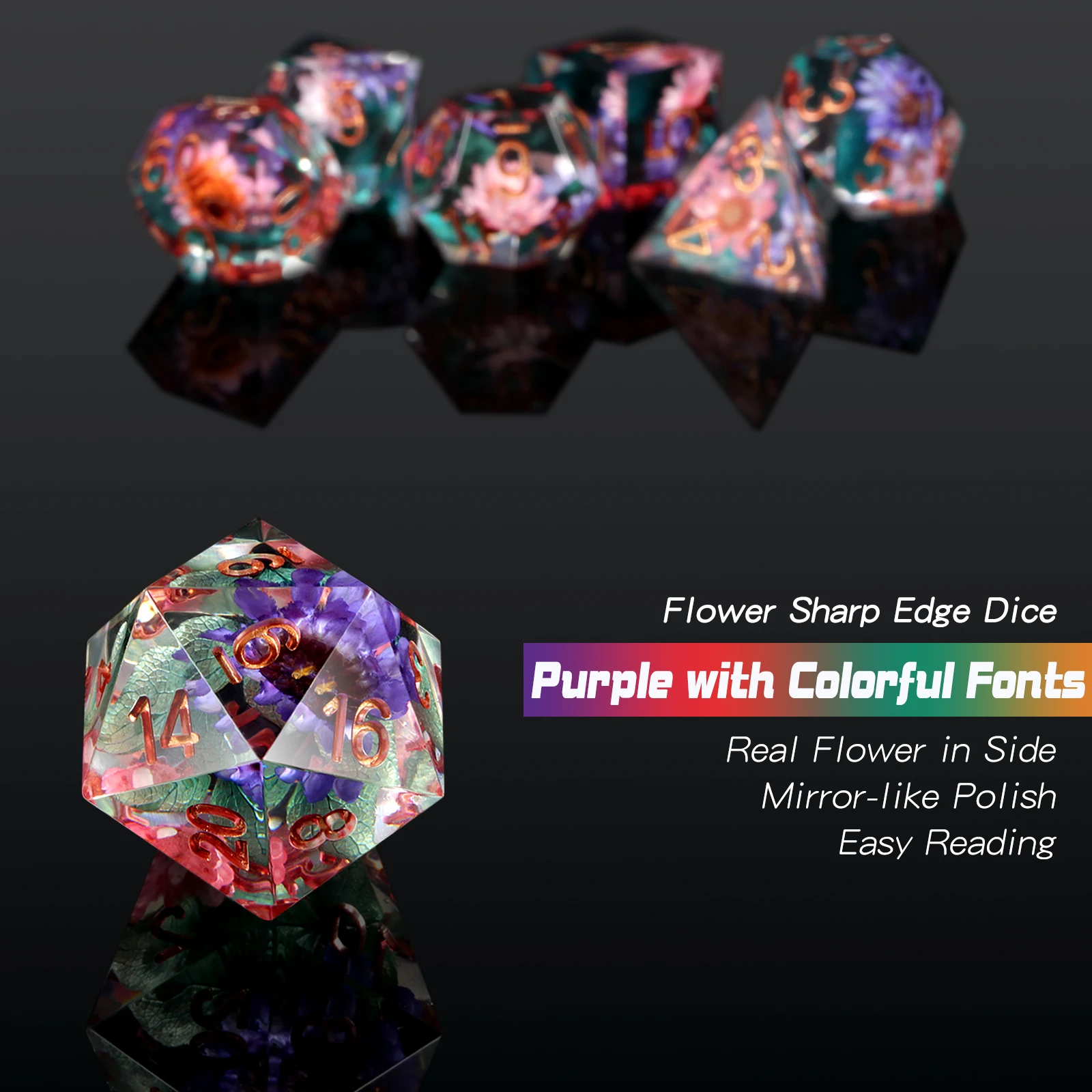 Custom Dnd Dice Set D20 Handmade Sharp Edge Dice 7 Piece Rpg Dice Game