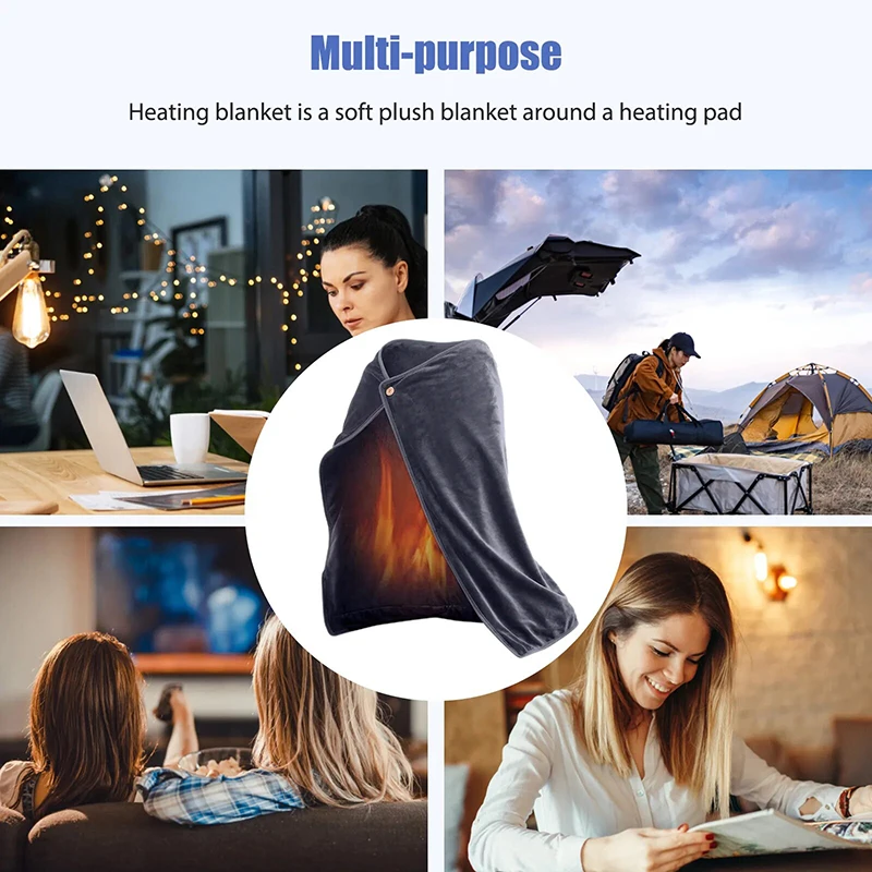 wholesale wearable electric heated throw blanket shawl 3 gears adjustable electric blanket back neck for winter