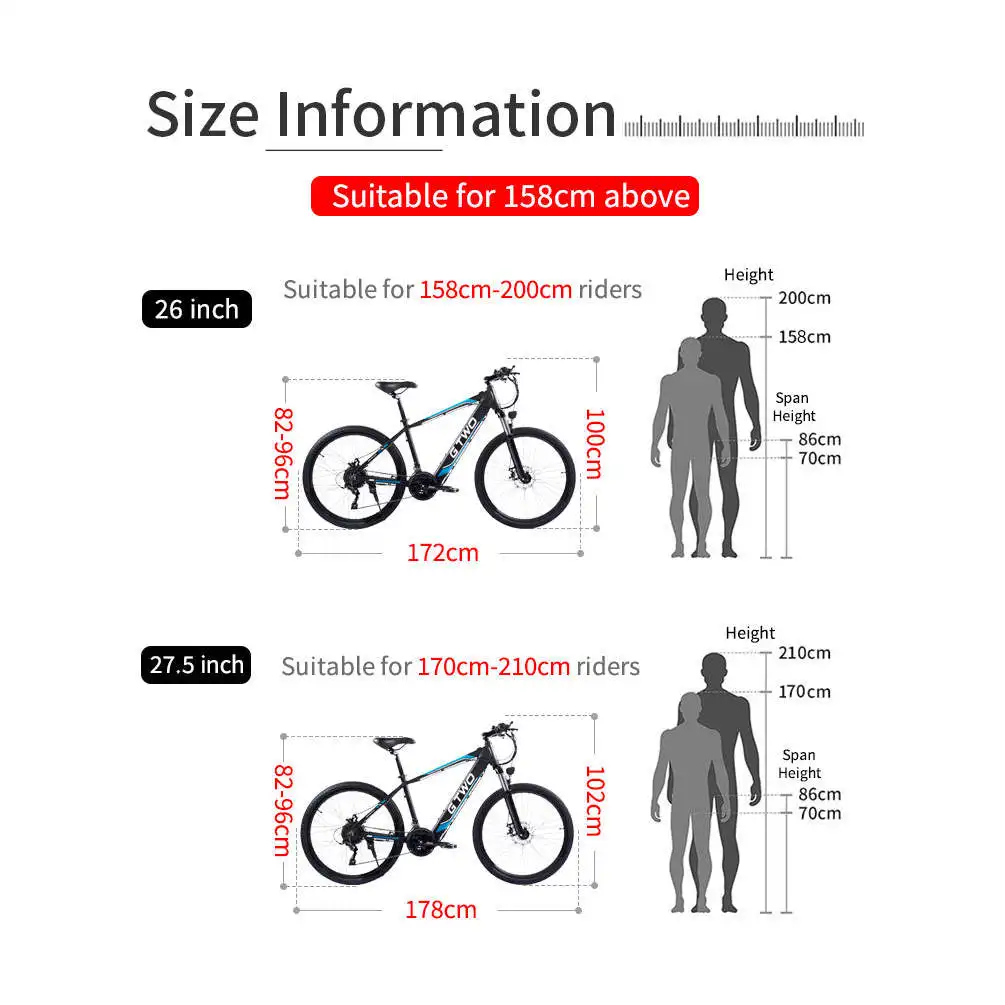 GTWO F1 26inch Electric City Bike with 350W 48V 15Ah Motor Aluminum Alloy Shimano 21S LCD Display