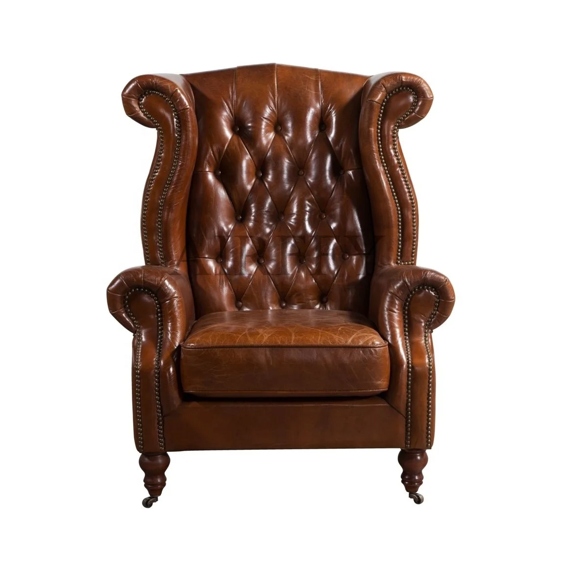 AIRFFY OEM/ODM, фабричное производство, роскошное антикварное офисное кресло для гостиной, сигарное кресло из натуральной кожи, кресло для дивана Честерфилд