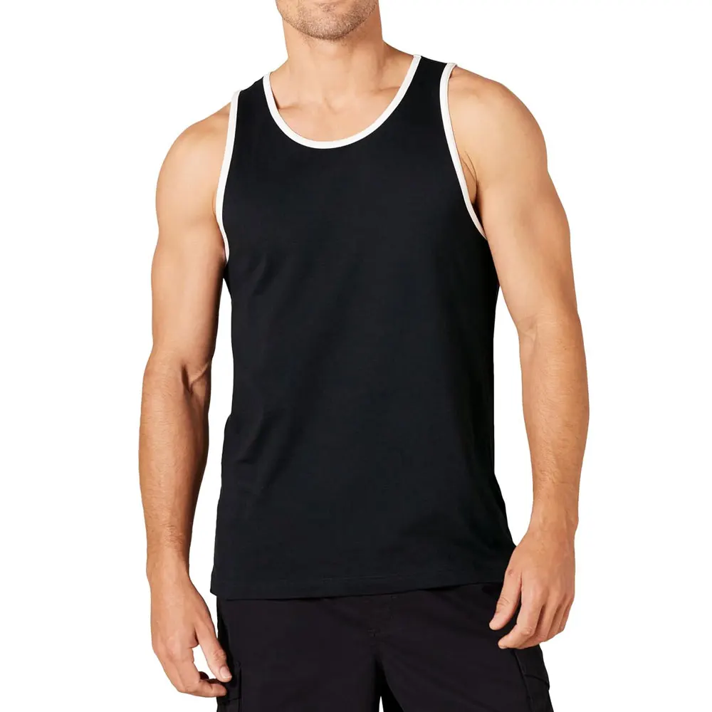 100% Cotton Blank Bodybuilding Exercise Gym Cut Off Top Tank Curved Hem ...