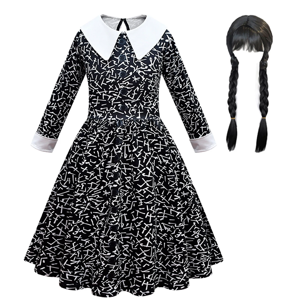 Kinderen Jurk Meisjes Kinderen Zwarte Jurk Halloween Cosplay Wednesday  Addams Carnaval Kostuum - Buy Carnaval Kostuum,Wednesday Adams,Zwarte Jurk  Product on 