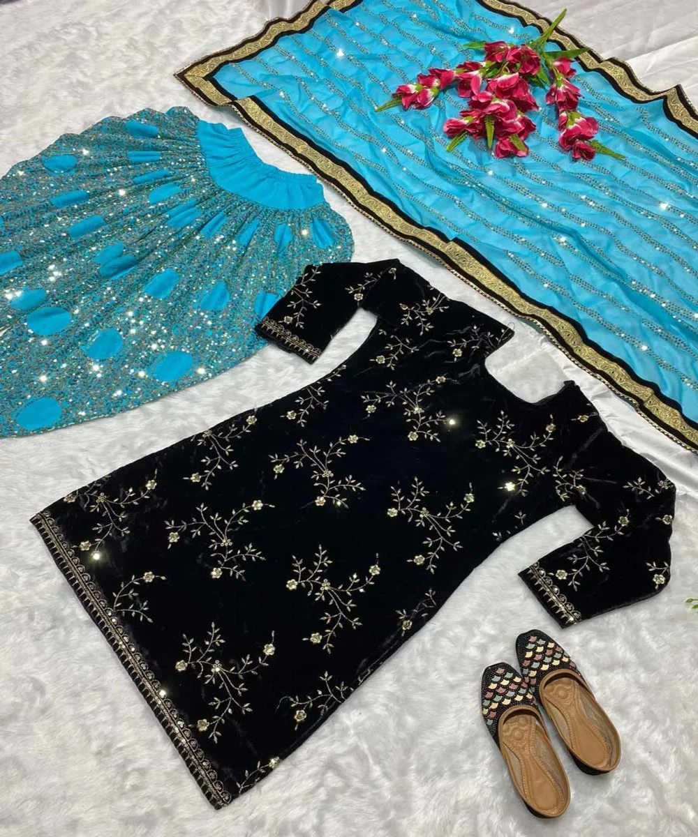 Designer Islamic Clothing Women Abaya with Dhoti in Formal Saudi Arabian Style with Hijab and Beaded Kaftan