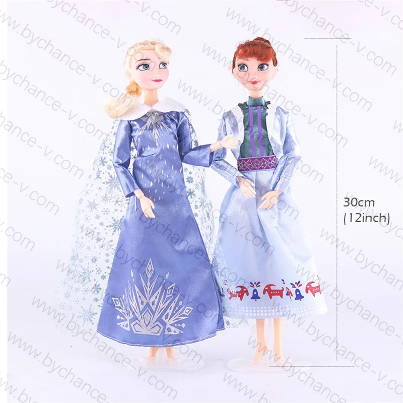 Лидер продаж праздничный подарок рождественский для молодых девушек роскошный игрушечный набор кукла принцессы Анны Эльзы с 2 комплектами платьев короной