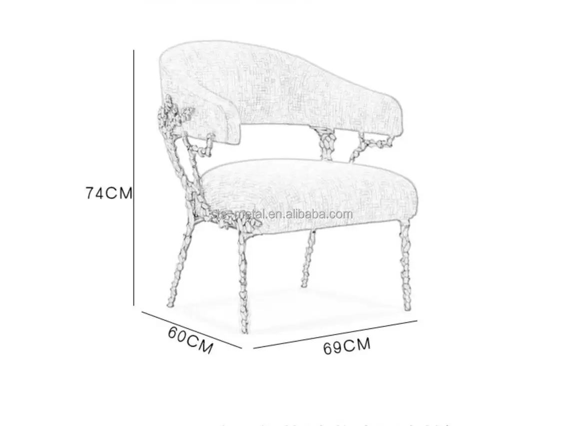 Nordic Light Luxury Design Creative Brass Coral Accent Leisure Chair