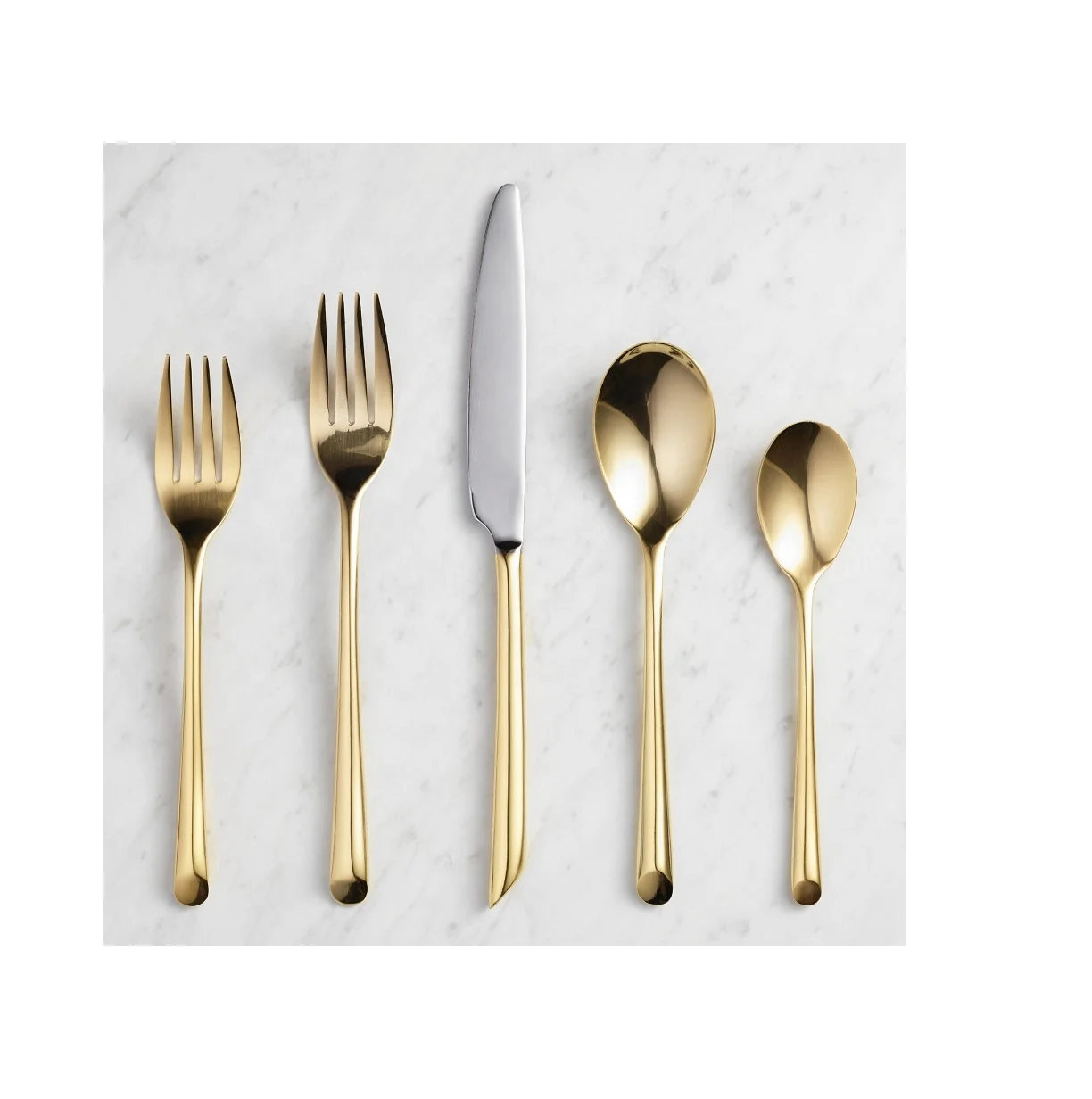 Stainless Steel Gold Wave Flatware Set Of 5 Pieces Manufacturer Wholesaler Factory Direct Sale
