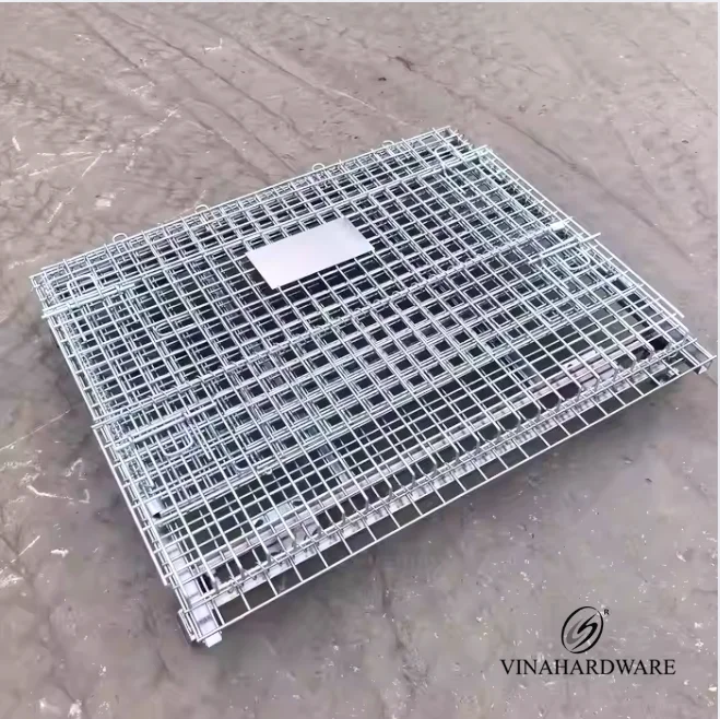 High Quality Storage Baskets Collapsible Stillage Cage Wire Mesh Container Pallet Box Foldable Metal Storage Rack Pallet Vietnam