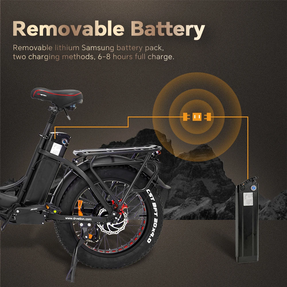 DrVetion CT20 Elektrisches Faltrad 10Ah/15Ah/20Ah 48V 750W bis zu 45km/h Geschwindigkeit