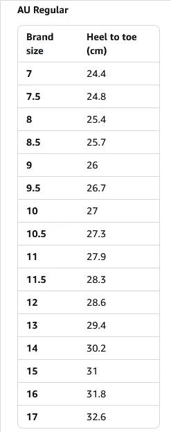 Men's Snow Boot Size Chart