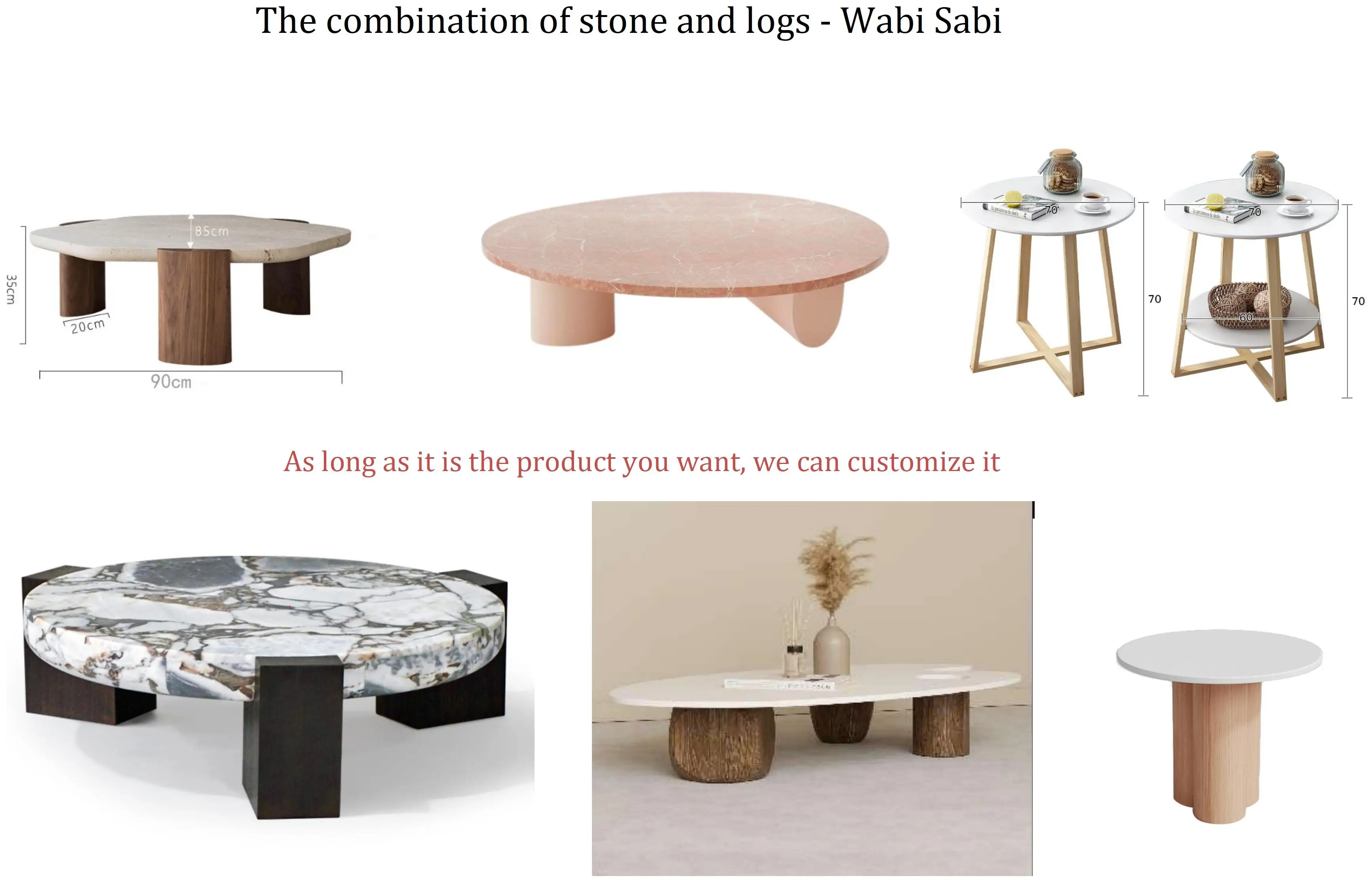 Wabi Sabi Natural Stone Coffee Table Customizable Casual Minimalist