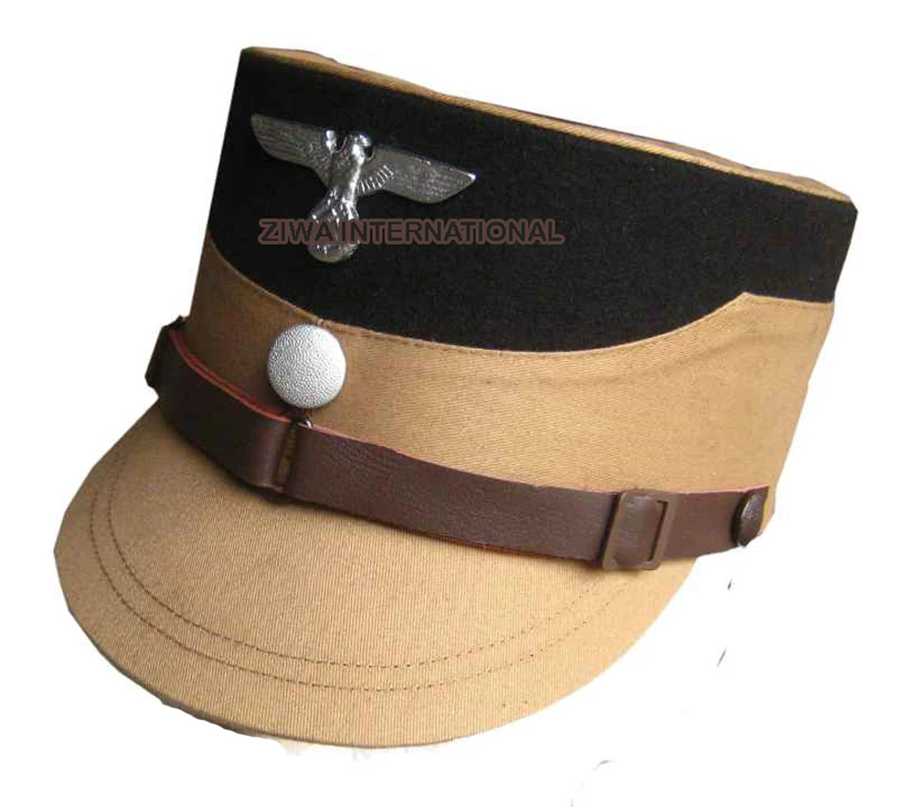 LIMITED EDITION Factory Made WW2 GERMAN WW11 VISOR SA Kepi SHAKO Black Top HAT