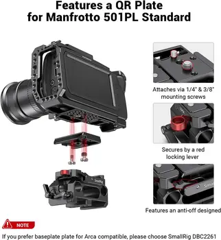 SMALLRIG BMPCC Baseplate for Manfrotto 501PL Compatible with Black Design Pocket Cinema Camera 4K & 6K  2266 detail image