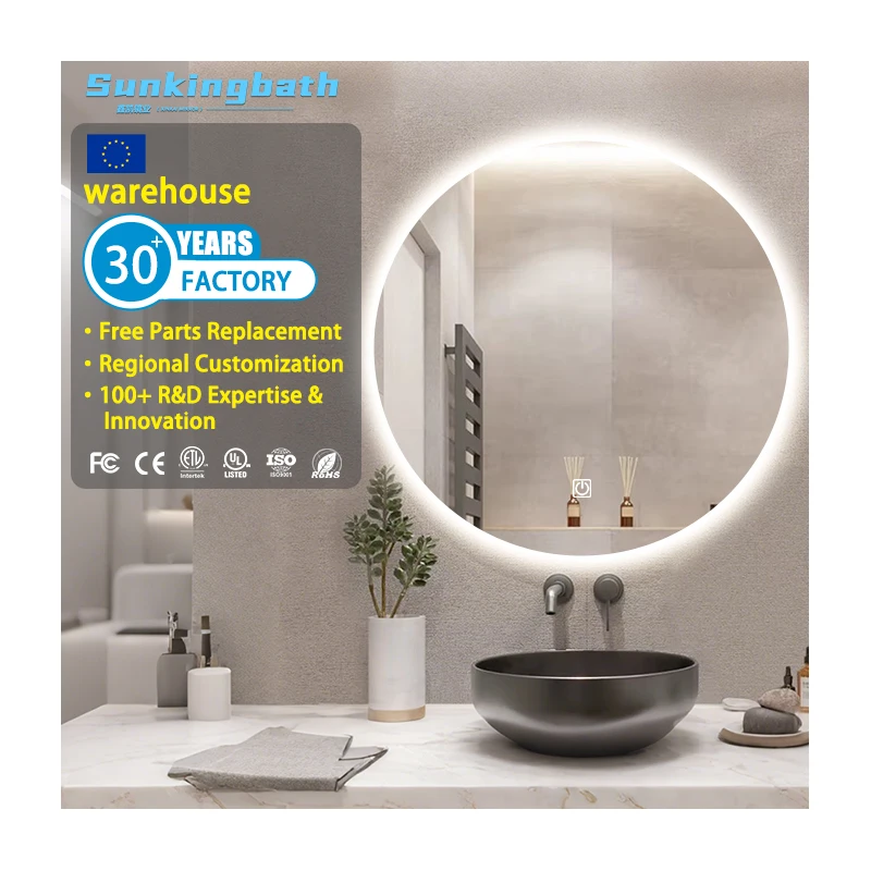 Contemporary Water-Resistant Smart Mirror Led Bathroom Mirror Home Decor Round Backlit Mirror with Led Light for Apartment