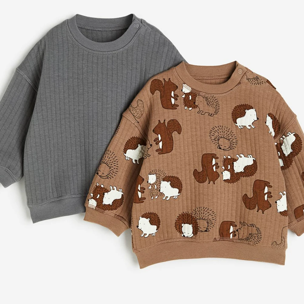 New Born Baby Clothes Color Block Sweatshirt and Joggers Set New Winter Baby Clothes 100% Cotton Kids Clothing