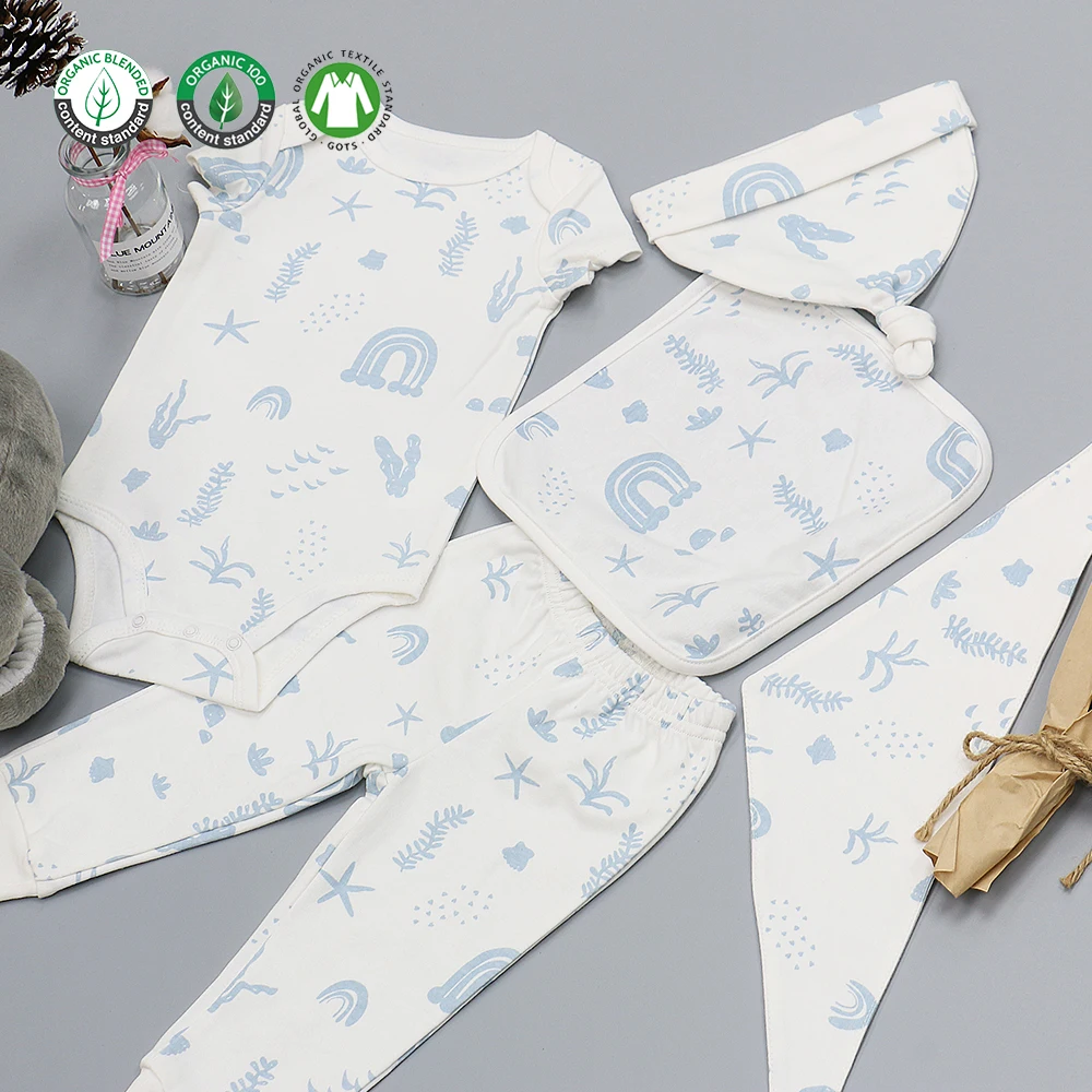 Gots Certified 2023 Customize Organic Cotton Baby Gift Set 100 Cotton