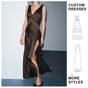 Custom Wholesale Winter New Women's Clothing Series Limited Edition  A-Line Floor-Length Silk Satin Texture Long Dress