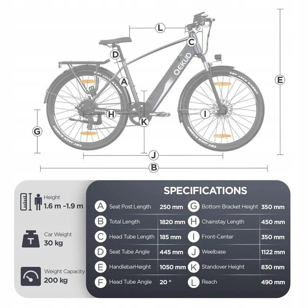 Qekud E-Bike 27.5 zoll E-Cityrad mit 36V 12,5Ah herausnehmbarer Akku 250W Motor