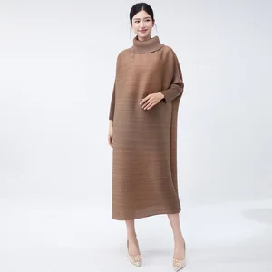 Fast Shipping Miyake Pleated 2025 Elegant Dress Loose Casual Pleated Dress for Women Free Size Dresses